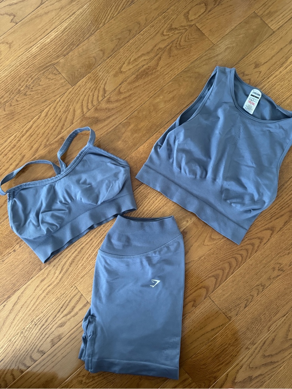 Gymshark Steel Blue Seamless Sports 3 piece Set